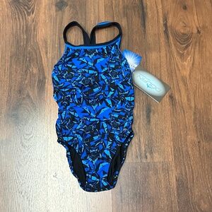 Dolphin California Beach Hut Geometric Blue One-piece Swimsuit